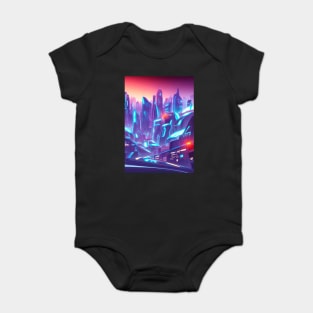 Cool Japanese Neon Cyber City Baby Bodysuit